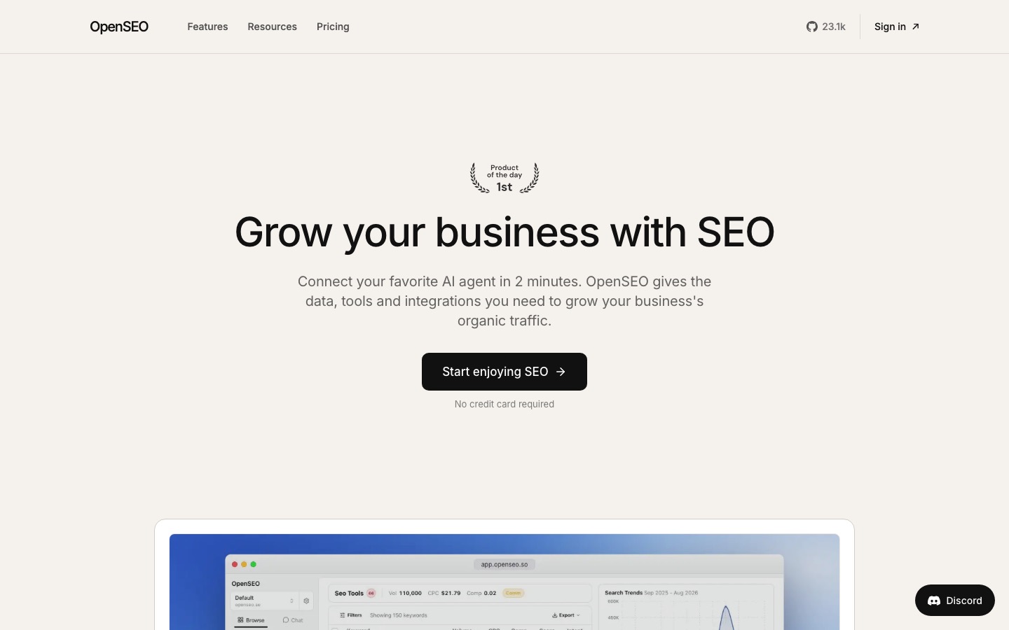 OpenSEO 的網站畫面